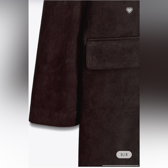 Zara faux suede chocolate Brown Coat - Picture 3 of 5